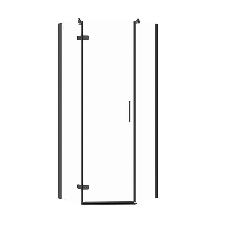 Jota ötszögletű zuhanykabin, fekete 80x80x195 balos, transz üveges