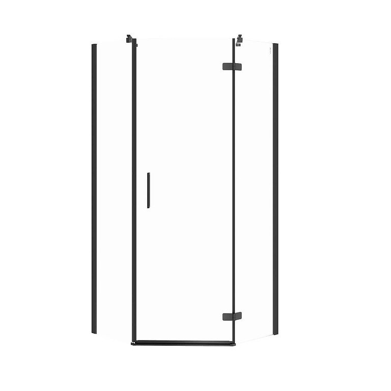 Jota ötszögletű zuhanykabin, fekete 90x90x195, transz üveggel