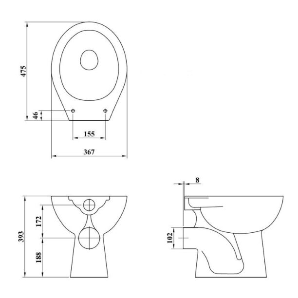 RÓMA álló WC, hátsó kifolyású, R10